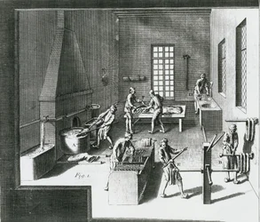Färben von Seidenfäden, Illustration aus der Enzyklopädie von Denis Diderot (1713-84) 1751-72